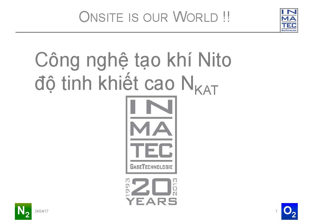 Công nghệ tạo khí Nito độ tinh khiết cao Nkat